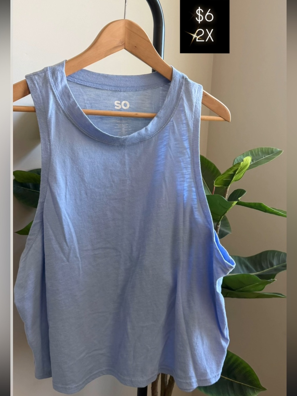 SO Light Blue Scoop Neck Muscle Tank Top